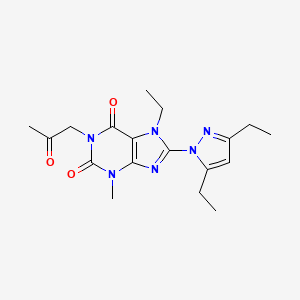 molecular formula C18H24N6O3 B2378300 8-(3,5-diethyl-1H-pyrazol-1-yl)-7-ethyl-3-methyl-1-(2-oxopropyl)-2,3,6,7-tetrahydro-1H-purine-2,6-dione CAS No. 1013768-24-5