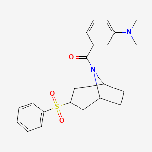 molecular formula C22H26N2O3S B2378308 (3-(dimethylamino)phenyl)((1R,5S)-3-(phenylsulfonyl)-8-azabicyclo[3.2.1]octan-8-yl)methanone CAS No. 1704635-97-1