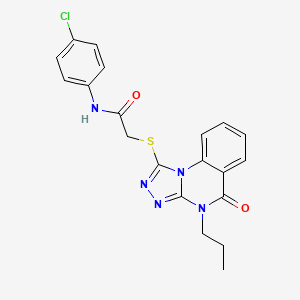 molecular formula C20H18ClN5O2S B2378313 N-(4-chlorophenyl)-2-[(5-oxo-4-propyl-[1,2,4]triazolo[4,3-a]quinazolin-1-yl)sulfanyl]acetamide CAS No. 938628-93-4