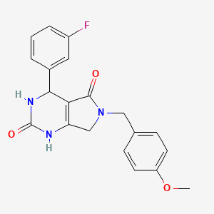 molecular formula C20H18FN3O3 B2378320 4-(3-fluorophenyl)-6-(4-methoxybenzyl)-3,4,6,7-tetrahydro-1H-pyrrolo[3,4-d]pyrimidine-2,5-dione CAS No. 946218-61-7