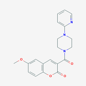 molecular formula C20H19N3O4 B2378328 6-methoxy-3-(4-(pyridin-2-yl)piperazine-1-carbonyl)-2H-chromen-2-one CAS No. 325780-12-9