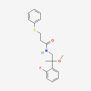 N-(2-(2-fluorophenyl)-2-methoxypropyl)-3-(phenylthio)propanamide
