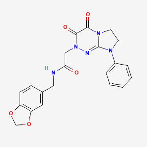 molecular formula C21H19N5O5 B2378360 N-(苯并[d][1,3]二氧杂环-5-基甲基)-2-(3,4-二氧代-8-苯基-3,4,7,8-四氢咪唑并[2,1-c][1,2,4]三嗪-2(6H)-基)乙酰胺 CAS No. 941887-25-8