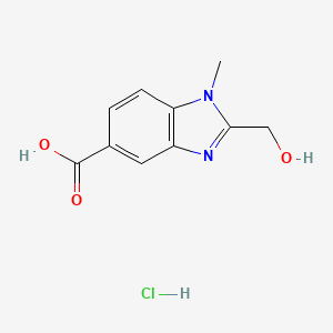 molecular formula C10H11ClN2O3 B2378370 2-(hydroxymethyl)-1-methyl-1H-1,3-benzodiazole-5-carboxylic acid hydrochloride CAS No. 2060042-91-1