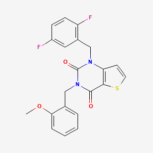 molecular formula C21H16F2N2O3S B2378377 1-(2,5-difluorobenzyl)-3-(2-methoxybenzyl)thieno[3,2-d]pyrimidine-2,4(1H,3H)-dione CAS No. 1428348-91-7