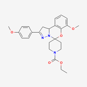 molecular formula C25H29N3O5 B2378381 Ethyl 7-methoxy-2-(4-methoxyphenyl)-1,10b-dihydrospiro[benzo[e]pyrazolo[1,5-c][1,3]oxazine-5,4'-piperidine]-1'-carboxylate CAS No. 941941-03-3