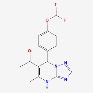 molecular formula C15H14F2N4O2 B2378383 1-(7-(4-(Difluoromethoxy)phenyl)-5-methyl-4,7-dihydro-[1,2,4]triazolo[1,5-a]pyrimidin-6-yl)ethanone CAS No. 725217-29-8