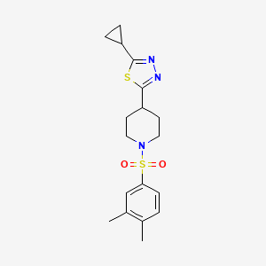 molecular formula C18H23N3O2S2 B2378385 2-环丙基-5-(1-((3,4-二甲基苯基)磺酰基)哌啶-4-基)-1,3,4-噻二唑 CAS No. 1105209-07-1