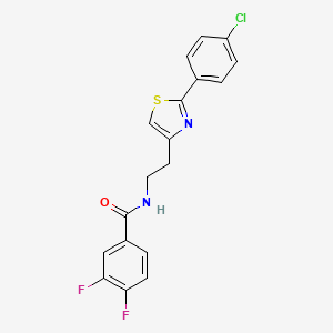 molecular formula C18H13ClF2N2OS B2378388 N-{2-[2-(4-chlorophenyl)-1,3-thiazol-4-yl]ethyl}-3,4-difluorobenzamide CAS No. 895779-41-6