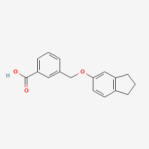 molecular formula C17H16O3 B2378390 3-[(2,3-dihydro-1H-inden-5-yloxy)methyl]benzoic acid CAS No. 438530-83-7