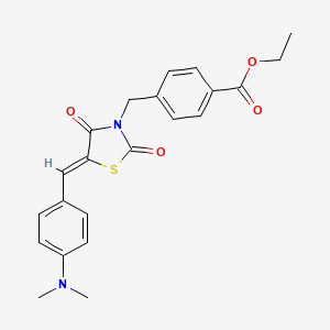 molecular formula C22H22N2O4S B2378391 4-({(5Z)-5-[4-(二甲氨基)亚苄基]-2,4-二氧代-1,3-噻唑烷-3-基}甲基)苯甲酸乙酯 CAS No. 871323-68-1
