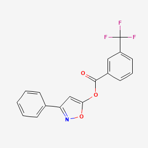 molecular formula C17H10F3NO3 B2378393 3-Phenyl-5-isoxazolyl 3-(trifluoromethyl)benzenecarboxylate CAS No. 303987-02-2