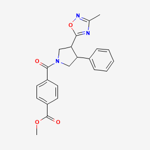 Methyl 4-(3-(3-methyl-1,2,4-oxadiazol-5-yl)-4-phenylpyrrolidine-1-carbonyl)benzoate