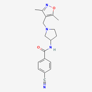 4-cyano-N-{1-[(3,5-dimethylisoxazol-4-yl)methyl]pyrrolidin-3-yl}benzamide