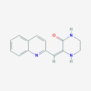 molecular formula C14H13N3O B2378435 3-(Quinolin-2-ylmethylidene)piperazin-2-one CAS No. 877977-59-8