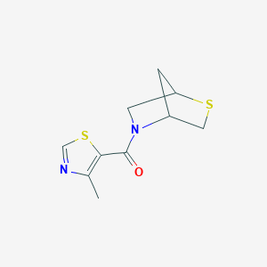 molecular formula C10H12N2OS2 B2378438 2-Thia-5-azabicyclo[2.2.1]heptan-5-yl(4-methylthiazol-5-yl)methanone CAS No. 2034455-54-2