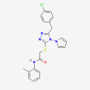 molecular formula C22H20ClN5OS B2378440 2-((5-(4-氯苄基)-4-(1H-吡咯-1-基)-4H-1,2,4-三唑-3-基)硫代)-N-(邻甲苯基)乙酰胺 CAS No. 886932-70-3