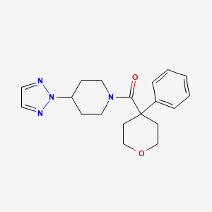 molecular formula C19H24N4O2 B2378455 (4-(2H-1,2,3-triazol-2-yl)piperidin-1-yl)(4-phenyltetrahydro-2H-pyran-4-yl)methanone CAS No. 2034253-21-7