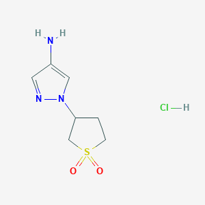 molecular formula C7H12ClN3O2S B2378460 1-(1,1-Dioxotiolan-3-il)pirazol-4-amina; clorhidrato CAS No. 2260937-05-9