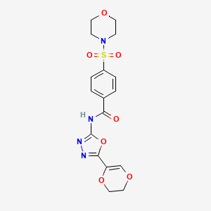 molecular formula C17H18N4O7S B2378462 N-(5-(5,6-二氢-1,4-二氧杂环戊二烯-2-基)-1,3,4-噁二唑-2-基)-4-(吗啉磺酰基)苯甲酰胺 CAS No. 851094-82-1