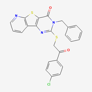 molecular formula C24H16ClN3O2S2 B2378463 3-benzyl-2-((2-(4-chlorophenyl)-2-oxoethyl)thio)pyrido[3',2':4,5]thieno[3,2-d]pyrimidin-4(3H)-one CAS No. 1223824-66-5