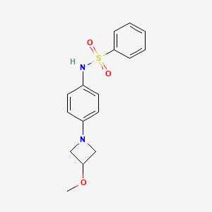 molecular formula C16H18N2O3S B2378469 N-(4-(3-methoxyazetidin-1-yl)phenyl)benzenesulfonamide CAS No. 2034355-03-6