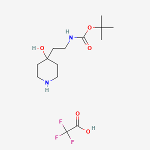 molecular formula C14H25F3N2O5 B2378491 tert-Butyl (2-(4-hydroxypiperidin-4-yl)ethyl)carbamate 2,2,2-trifluoroacetate CAS No. 2126160-28-7