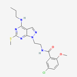 molecular formula C19H23ClN6O2S B2378501 5-氯-2-甲氧基-N-(2-(6-(甲硫基)-4-(丙氨基)-1H-吡唑并[3,4-d]嘧啶-1-基)乙基)苯甲酰胺 CAS No. 941896-21-5