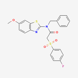 molecular formula C23H19FN2O4S2 B2378504 N-benzyl-2-((4-fluorophenyl)sulfonyl)-N-(6-methoxybenzo[d]thiazol-2-yl)acetamide CAS No. 899734-96-4
