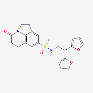 molecular formula C21H20N2O5S B2378507 N-(2,2-Di(furan-2-yl)ethyl)-4-oxo-1,2,5,6-tetrahydro-4H-pyrrolo[3,2,1-ij]chinolin-8-sulfonamid CAS No. 2320723-13-3