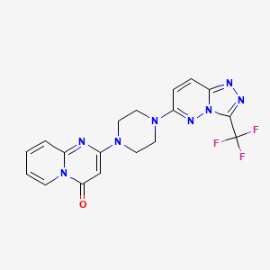 molecular formula C18H15F3N8O B2378510 2-[4-[3-(Trifluoromethyl)-[1,2,4]triazolo[4,3-b]pyridazin-6-yl]piperazin-1-yl]pyrido[1,2-a]pyrimidin-4-one CAS No. 2380193-33-7