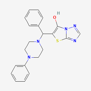 molecular formula C21H21N5OS B2378511 5-(Phenyl(4-phenylpiperazin-1-yl)methyl)thiazolo[3,2-b][1,2,4]triazol-6-ol CAS No. 868219-28-7