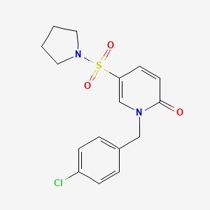 molecular formula C16H17ClN2O3S B2378538 1-(4-chlorobenzyl)-5-(pyrrolidin-1-ylsulfonyl)pyridin-2(1H)-one CAS No. 941067-03-4