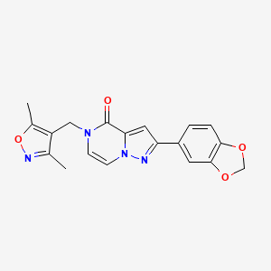 molecular formula C19H16N4O4 B2378545 2-(1,3-benzodioxol-5-yl)-5-[(3,5-dimethyl-1,2-oxazol-4-yl)methyl]pyrazolo[1,5-a]pyrazin-4(5H)-one CAS No. 1326943-27-4