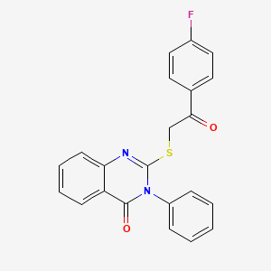 molecular formula C22H15FN2O2S B2378550 2-{[2-(4-Fluorophenyl)-2-oxoethyl]sulfanyl}-3-phenyl-3,4-dihydroquinazolin-4-one CAS No. 292064-90-5