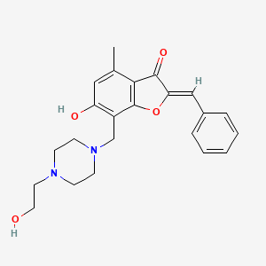 molecular formula C23H26N2O4 B2378554 (Z)-2-苯亚甲基-6-羟基-7-((4-(2-羟乙基)哌嗪-1-基)甲基)-4-甲基苯并呋喃-3(2H)-酮 CAS No. 903861-14-3