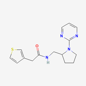 N-{[1-(pyrimidin-2-yl)pyrrolidin-2-yl]methyl}-2-(thiophen-3-yl)acetamide