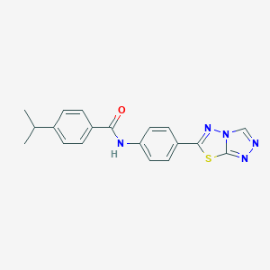 molecular formula C19H17N5OS B237857 4-isopropyl-N-(4-[1,2,4]triazolo[3,4-b][1,3,4]thiadiazol-6-ylphenyl)benzamide 