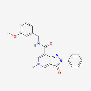 molecular formula C22H20N4O3 B2378571 N-(3-methoxybenzyl)-5-methyl-3-oxo-2-phenyl-3,5-dihydro-2H-pyrazolo[4,3-c]pyridine-7-carboxamide CAS No. 921513-52-2