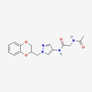 2-acetamido-N-(1-((2,3-dihydrobenzo[b][1,4]dioxin-2-yl)methyl)-1H-pyrazol-4-yl)acetamide