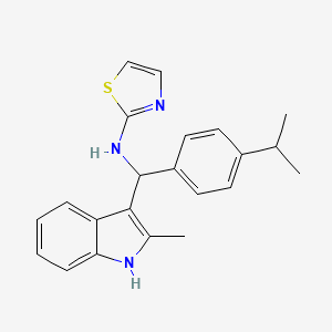 N-((4-isopropylphenyl)(2-methyl-1H-indol-3-yl)methyl)thiazol-2-amine