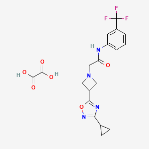 molecular formula C19H19F3N4O6 B2378585 2-(3-(3-cyclopropyl-1,2,4-oxadiazol-5-yl)azetidin-1-yl)-N-(3-(trifluoromethyl)phenyl)acetamide oxalate CAS No. 1351588-78-7