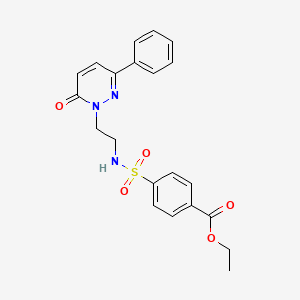 molecular formula C21H21N3O5S B2378592 ethyl 4-(N-(2-(6-oxo-3-phenylpyridazin-1(6H)-yl)ethyl)sulfamoyl)benzoate CAS No. 921535-22-0