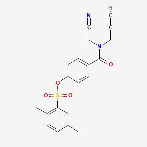 molecular formula C20H18N2O4S B2378598 4-[(Cyanomethyl)(prop-2-yn-1-yl)carbamoyl]phenyl 2,5-dimethylbenzene-1-sulfonate CAS No. 1808639-24-8