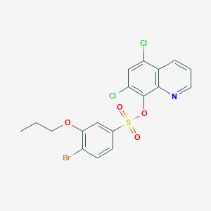 molecular formula C18H14BrCl2NO4S B2378601 (5,7-二氯喹啉-8-基) 4-溴-3-丙氧基苯磺酸盐 CAS No. 2361795-78-8