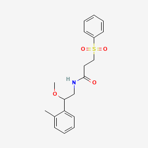 molecular formula C19H23NO4S B2378604 N-(2-methoxy-2-(o-tolyl)ethyl)-3-(phenylsulfonyl)propanamide CAS No. 1705922-00-4