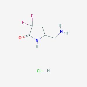 molecular formula C5H9ClF2N2O B2378605 5-(氨甲基)-3,3-二氟吡咯烷-2-酮盐酸盐 CAS No. 2173996-55-7