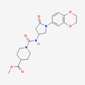 Methyl 1-((1-(2,3-dihydrobenzo[b][1,4]dioxin-6-yl)-5-oxopyrrolidin-3-yl)carbamoyl)piperidine-4-carboxylate