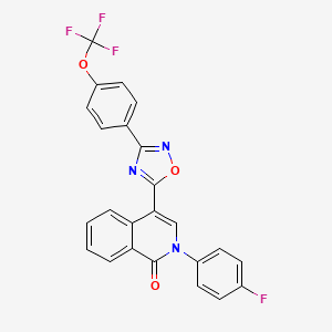 molecular formula C24H13F4N3O3 B2378617 2-(4-fluorophenyl)-4-{3-[4-(trifluoromethoxy)phenyl]-1,2,4-oxadiazol-5-yl}isoquinolin-1(2H)-one CAS No. 1326832-65-8