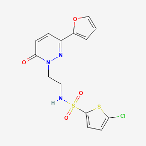 molecular formula C14H12ClN3O4S2 B2378618 5-chloro-N-(2-(3-(furan-2-yl)-6-oxopyridazin-1(6H)-yl)ethyl)thiophene-2-sulfonamide CAS No. 946264-08-0